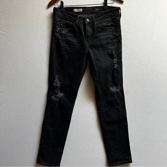 AG Adriano Goldschmied Black Beau Slouchy Distressed Skinny Women's Jeans Sz 26R - Picture 2 of 14